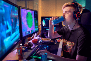 mockup of a pro gamer wearing a t shirt